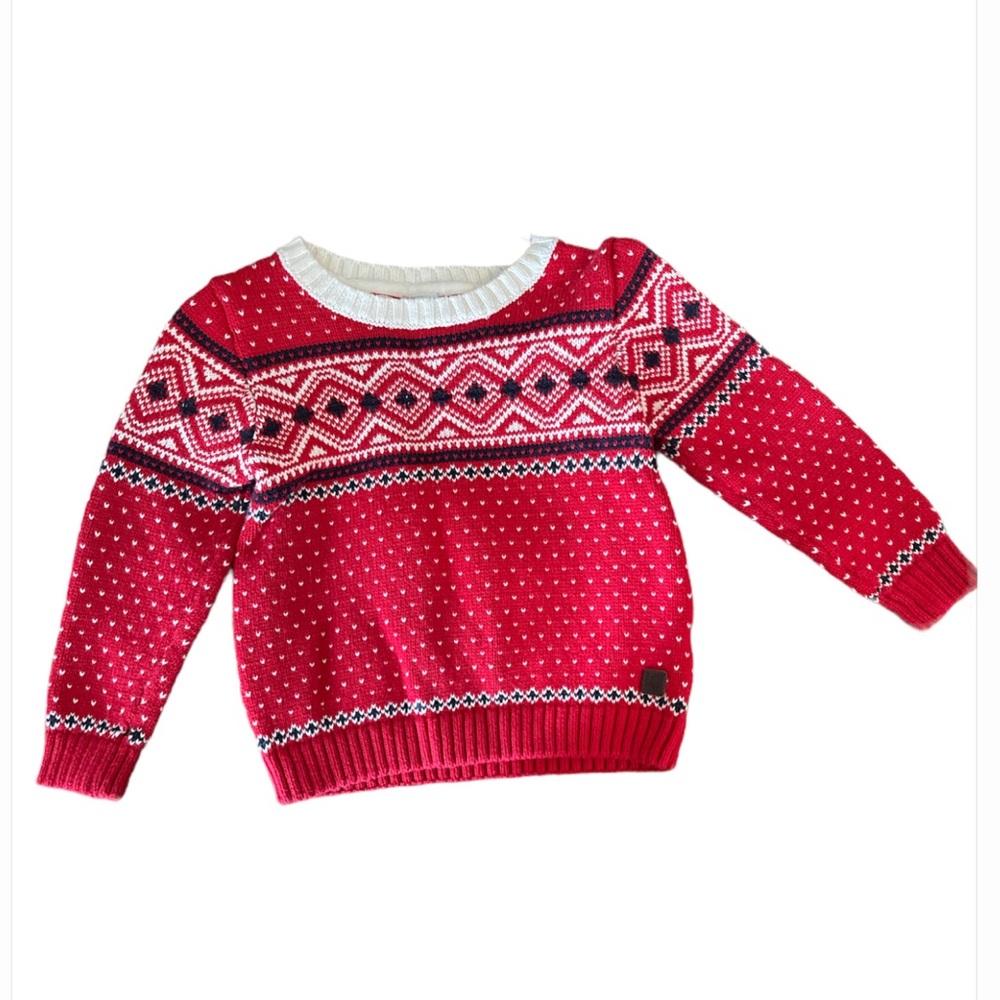 Red and white crewneck knit sweater Janie and Jack